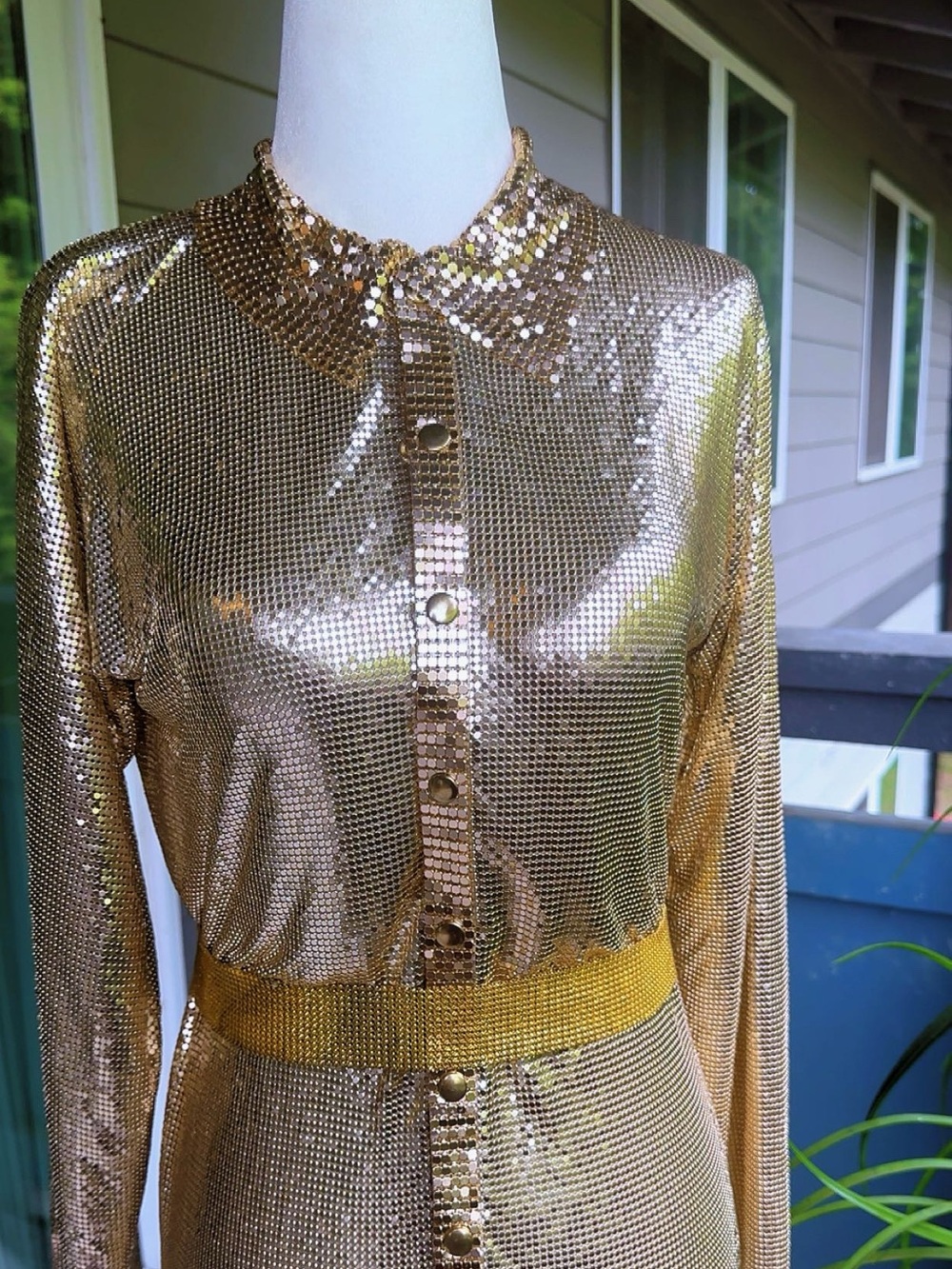 Gold chainmail Button-Front Dress size M/L
